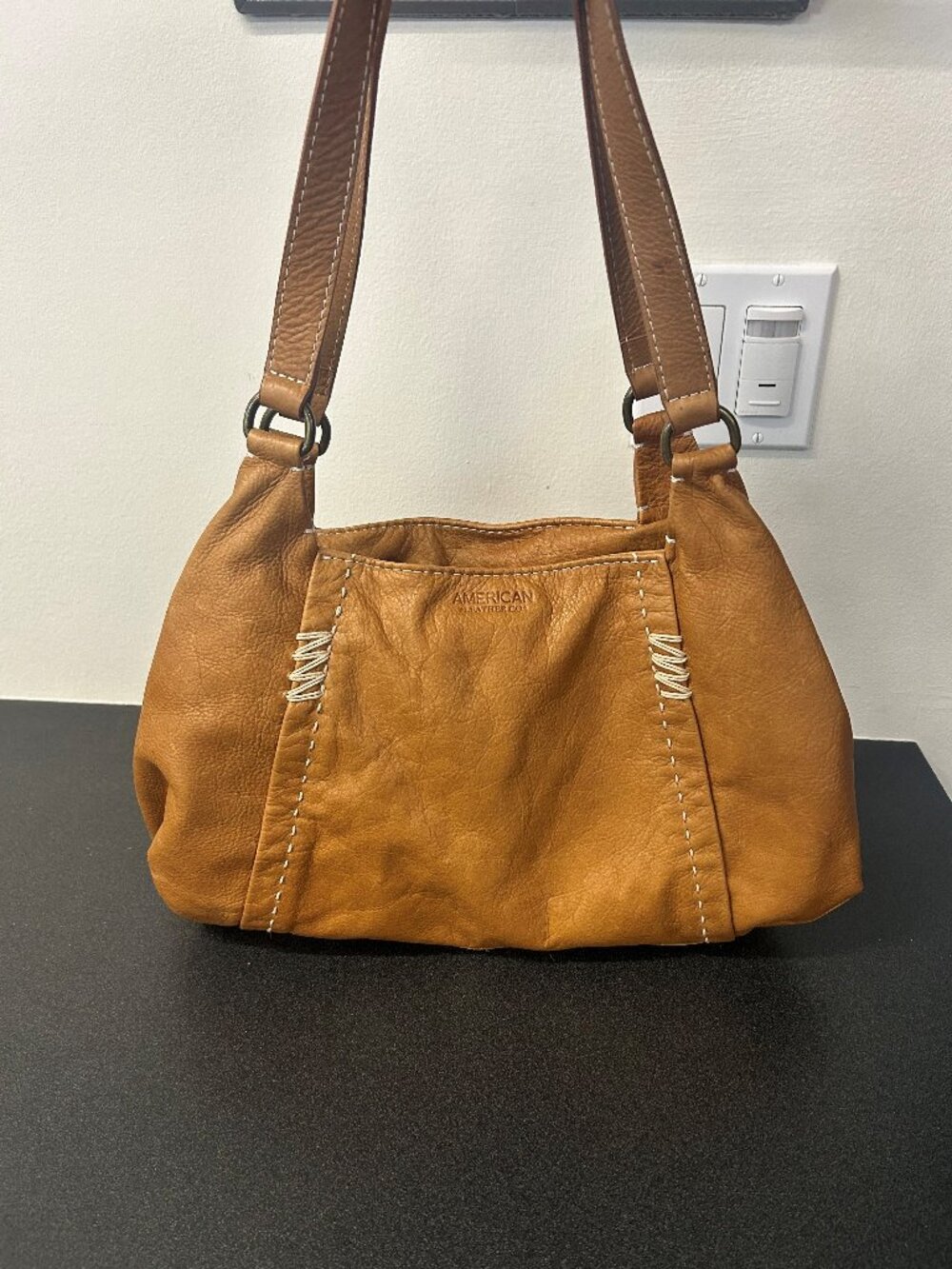 American Leather Co. Genuine Leather Shoulder Bag – Cognac Brown